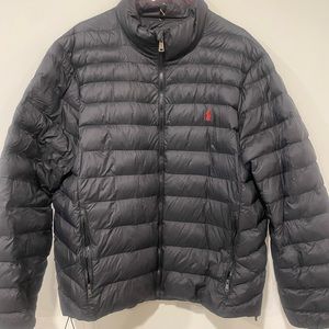 Black polo puffer coat
